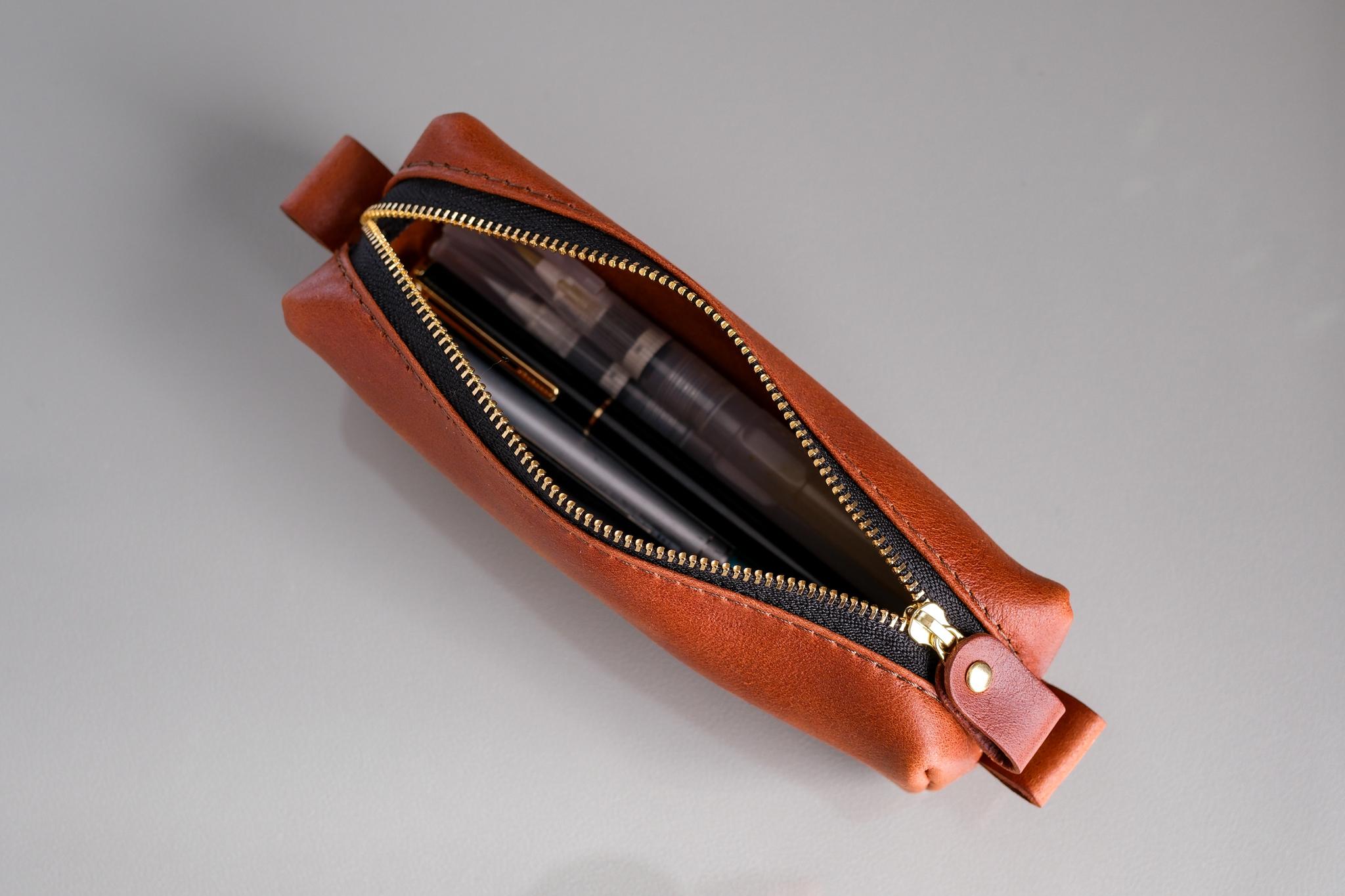 《GINO》本革レザーペンケース｜シンプルな大人の筆箱・ファスナーポーチ《3colors》 | 2枚目