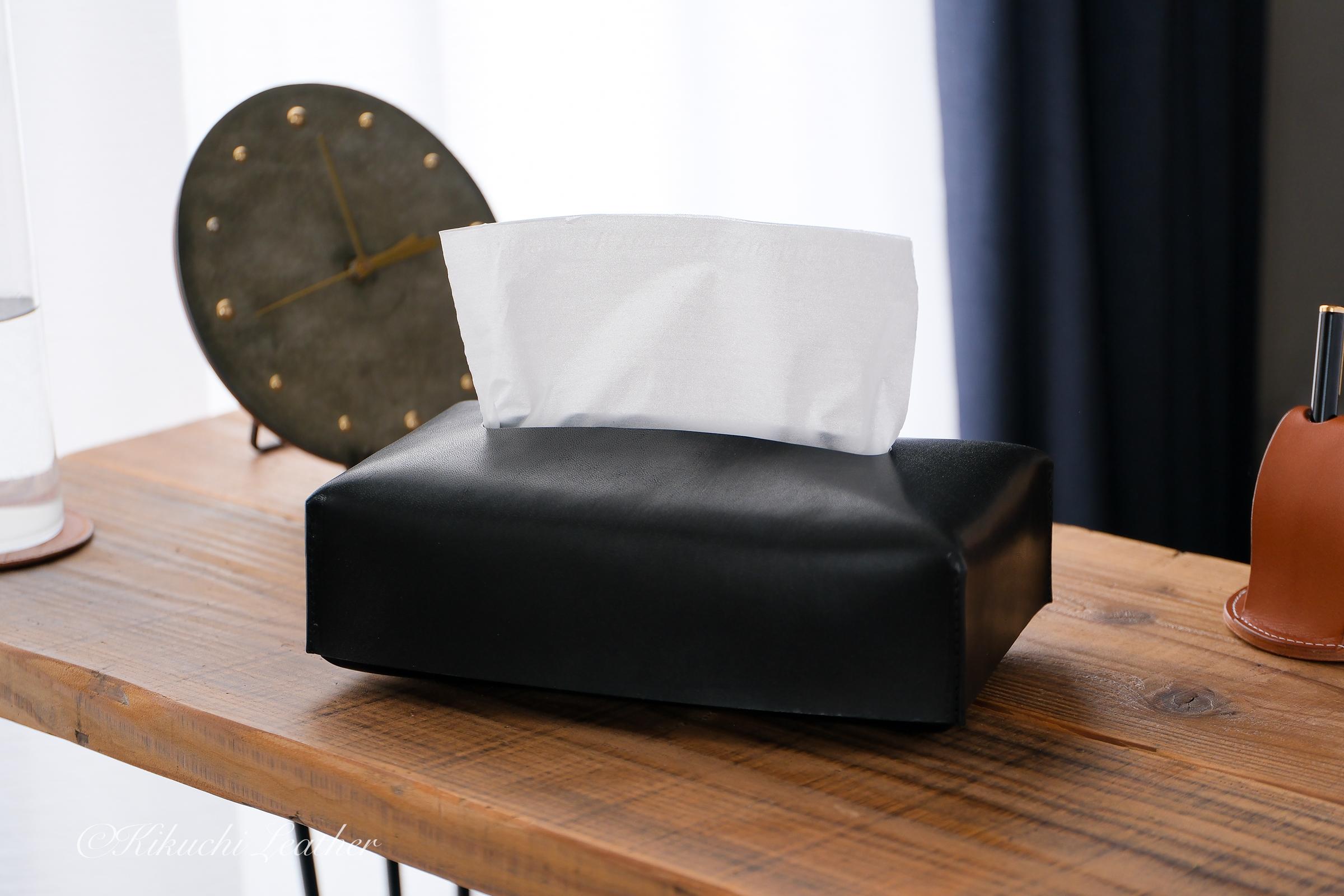 《RIVER》レザーティッシュボックスケース　Black