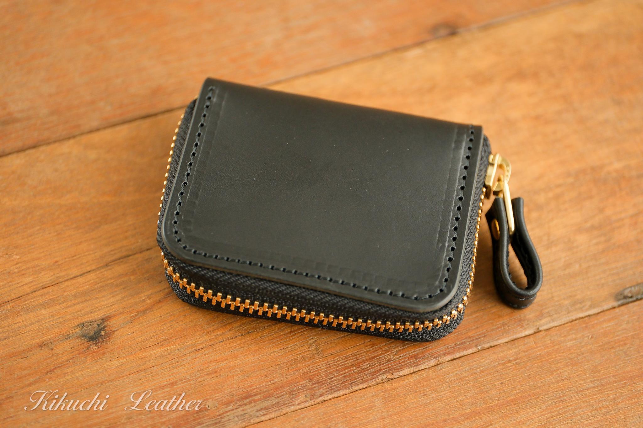 一点もの《ELMO》ラウンドジップコインケース 　スリム　ブラック　le0361枚目の画像