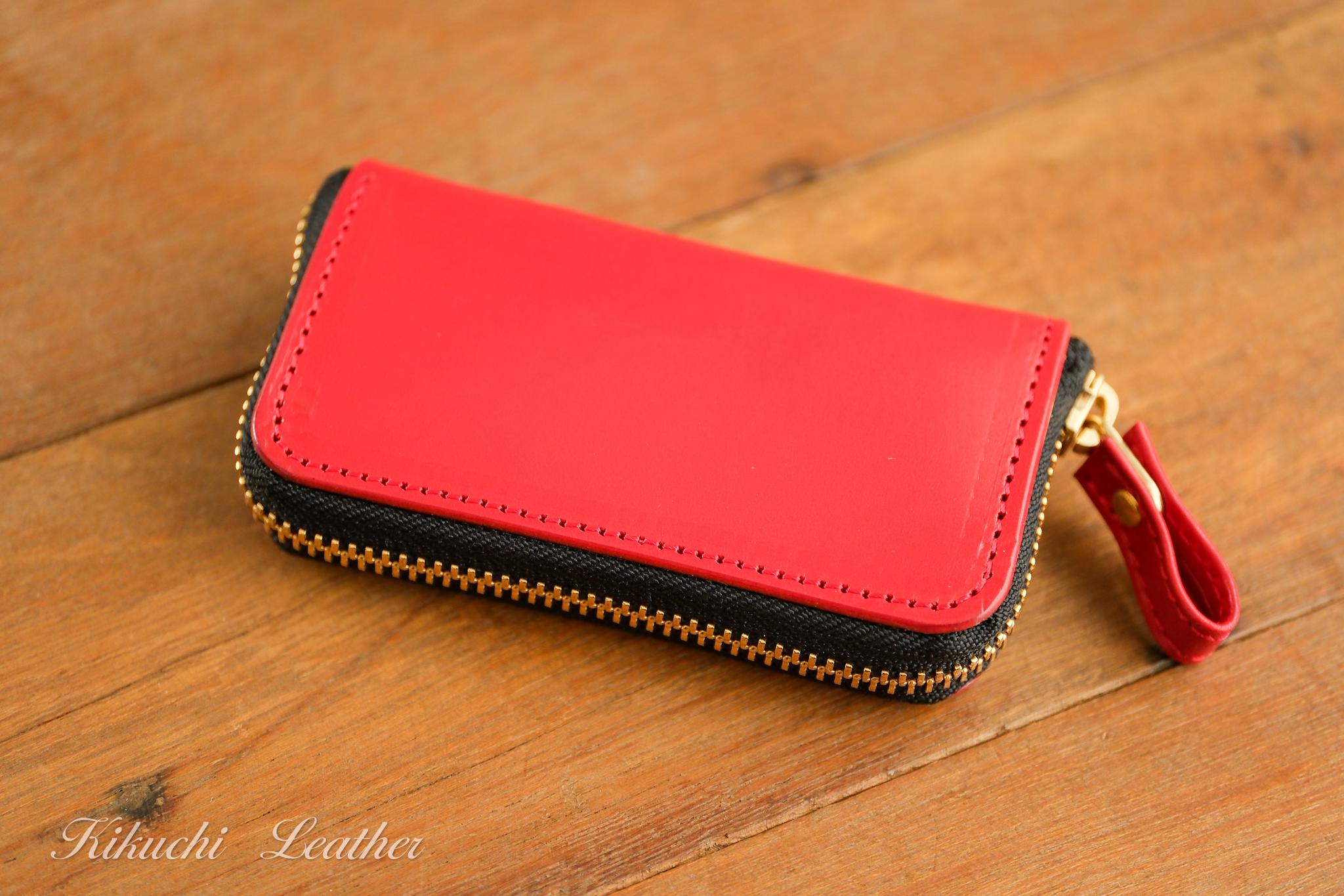 一点もの《ELMO》ラウンドジップキーケース　レッド　Ie0401枚目の画像