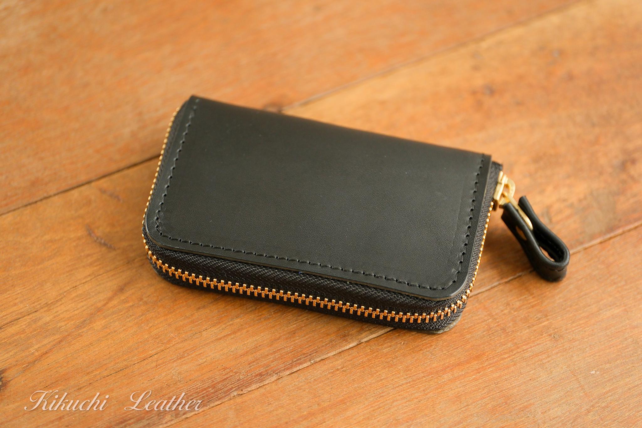 一点もの《ELMO》ラウンドジップキーケース  カード入れ有り　ブラック　le0421枚目の画像