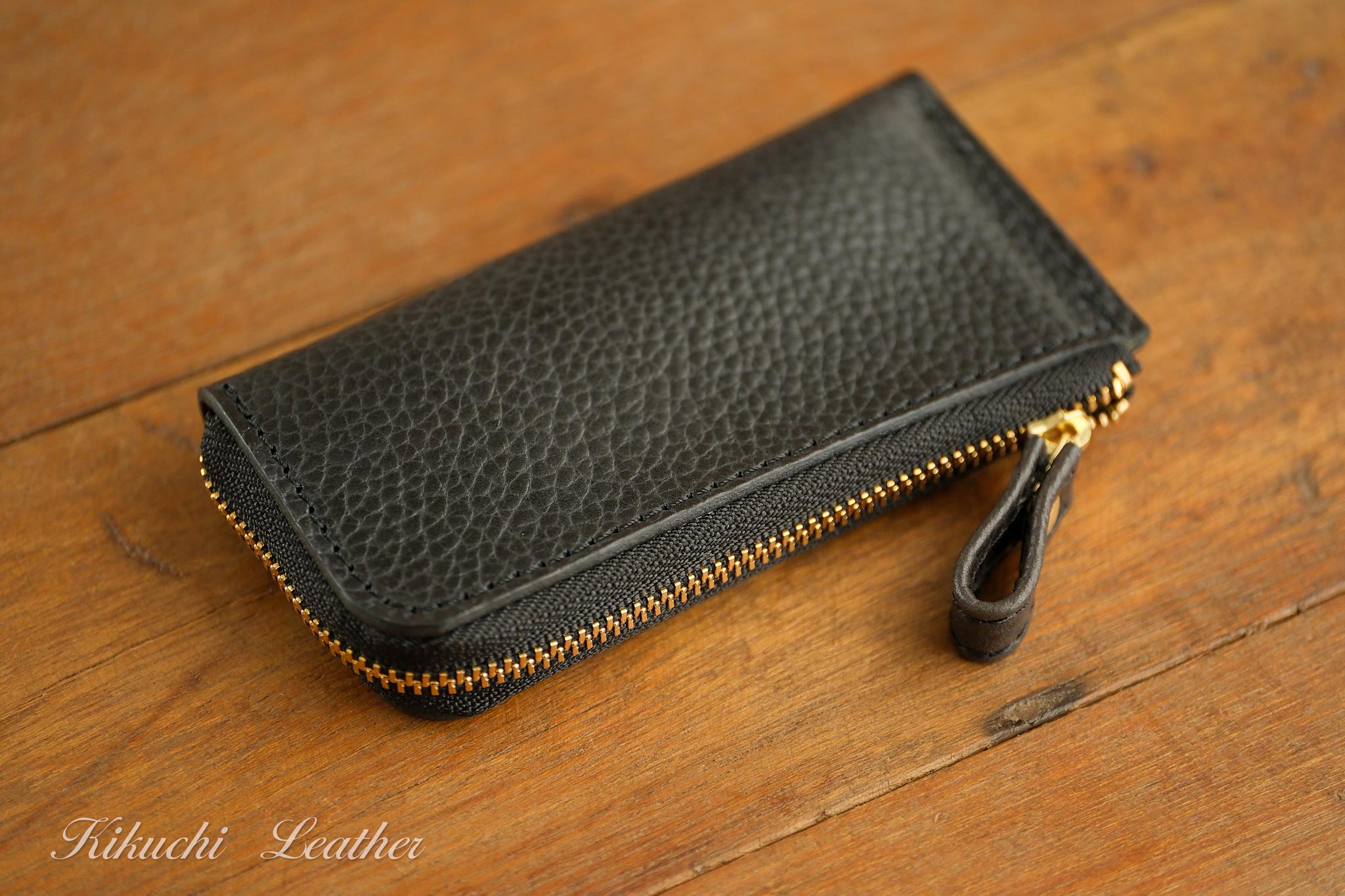 一点もの《GRATIA》Ｌ型ジップマルチケース　ブラック　le0431枚目の画像