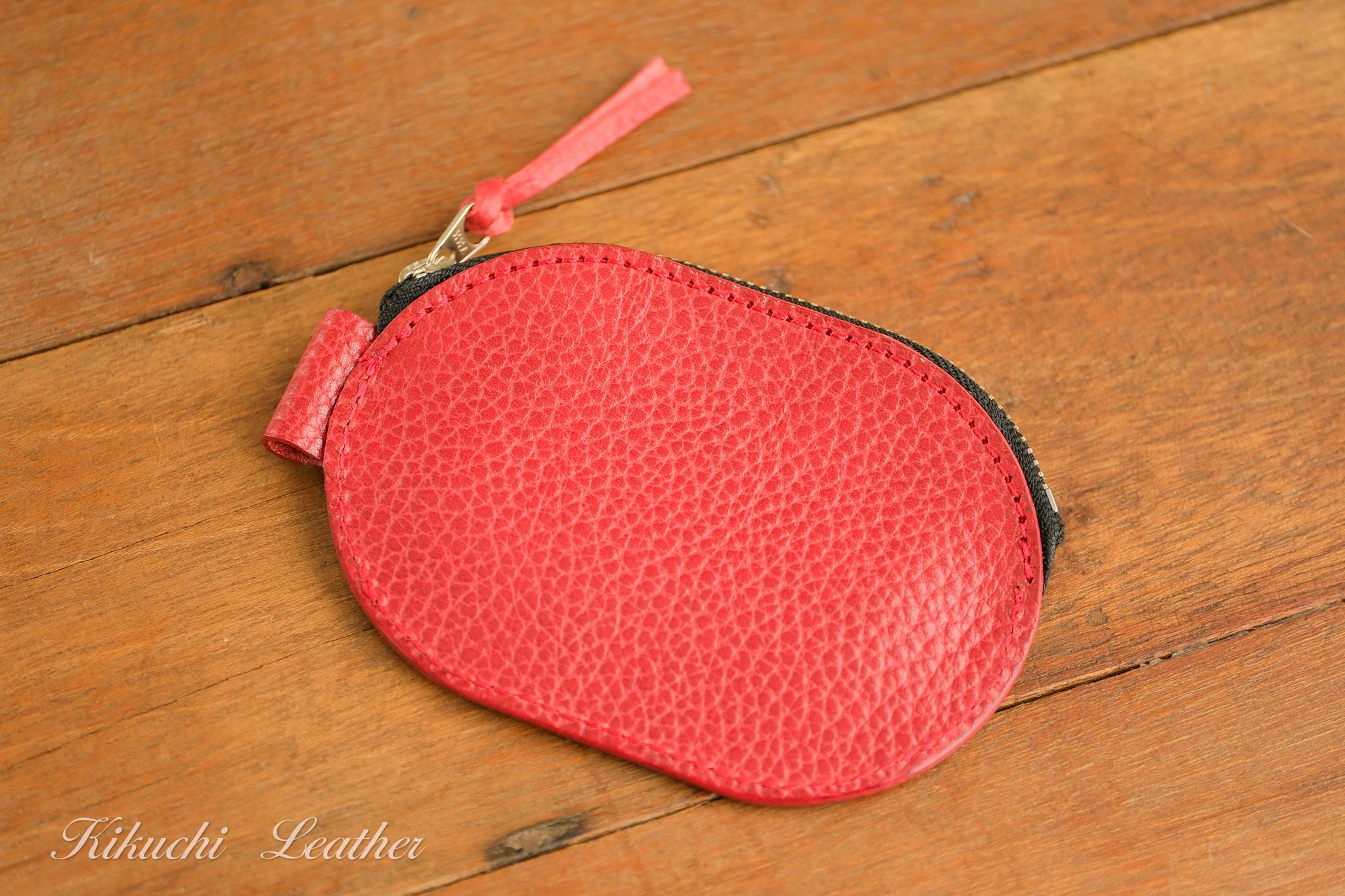 一点もの《GRATIA》コインケース 丸型　レッド　le0481枚目の画像