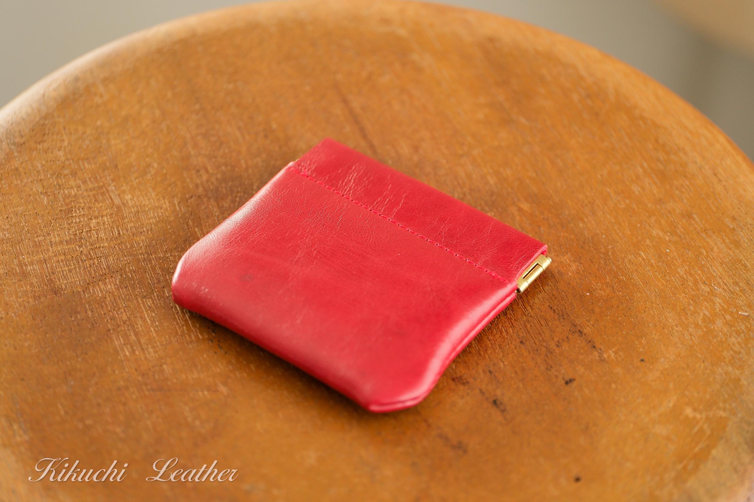 一点もの《Horse Leather》バネ口コインケース　バーガンディー1枚目の画像