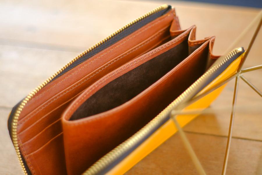 一点もの《GENOVA》L字ファスナーロングウォレット　イエロー | 2枚目