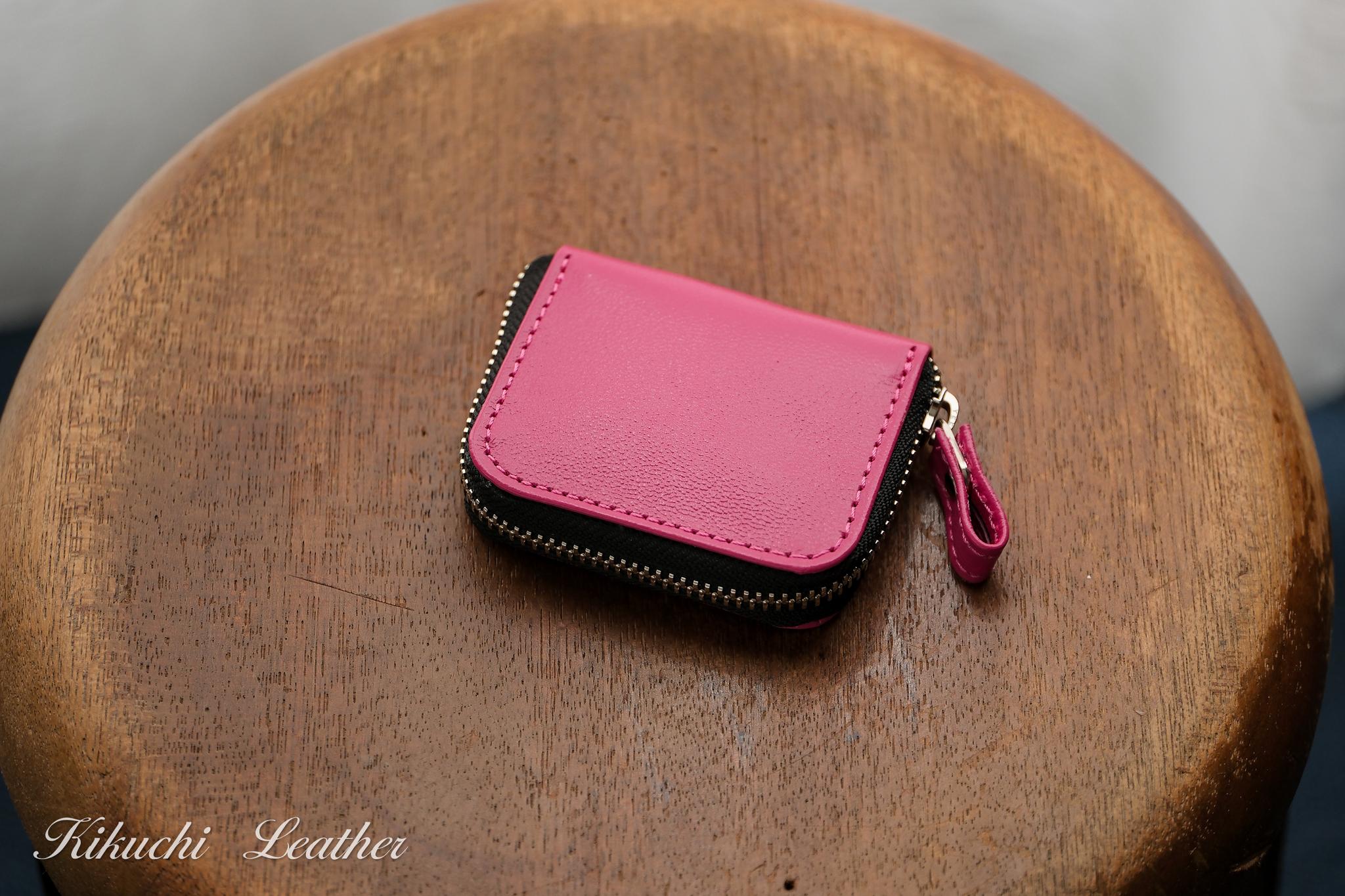 一点もの《CHLOE》◇ラウンドファスナー小銭入れ◇スリム　ピンク　LE1151枚目の画像