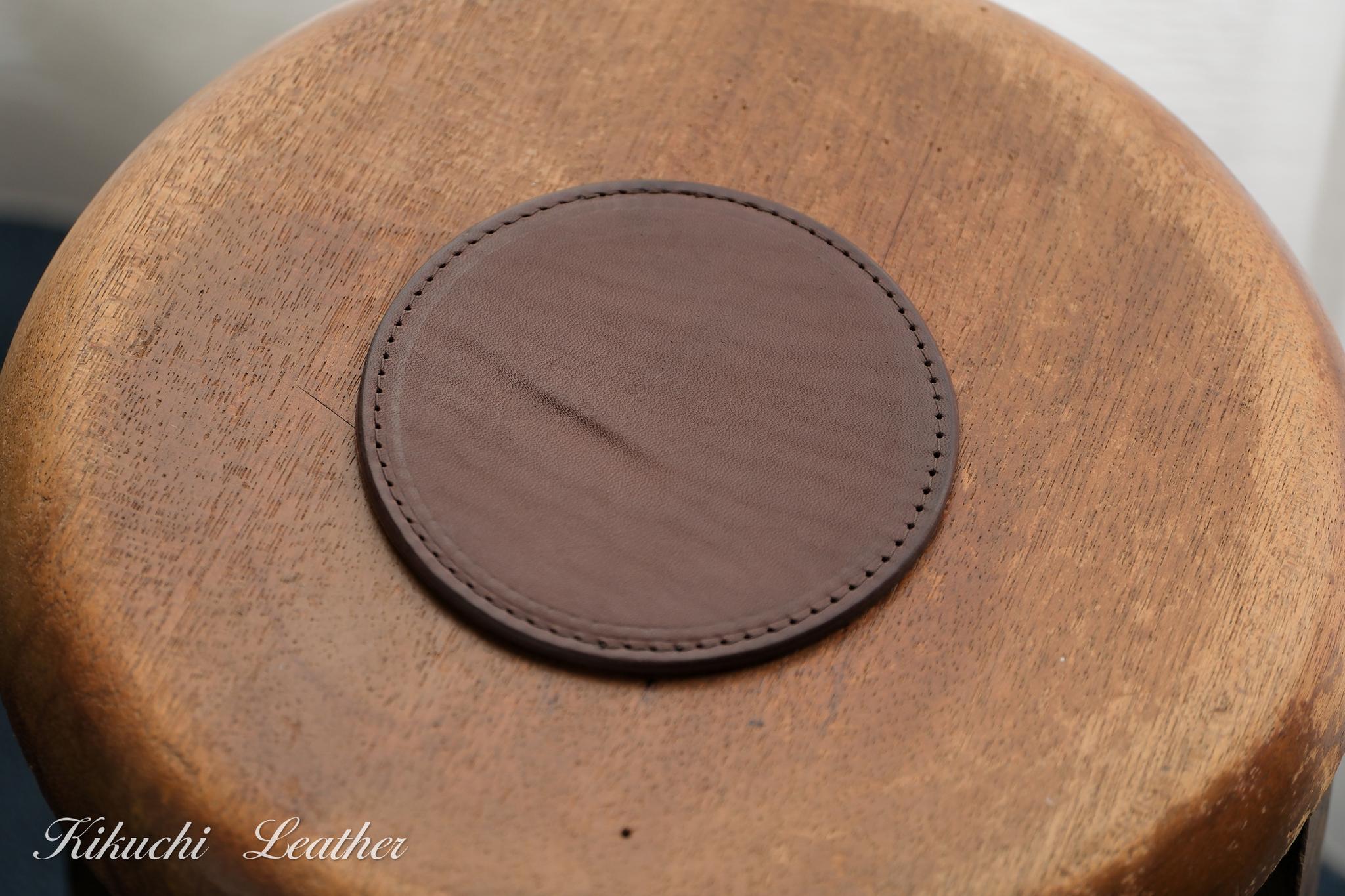 一点もの《数量限定》レザーコースター　ダークブラウン　LE1251枚目の画像