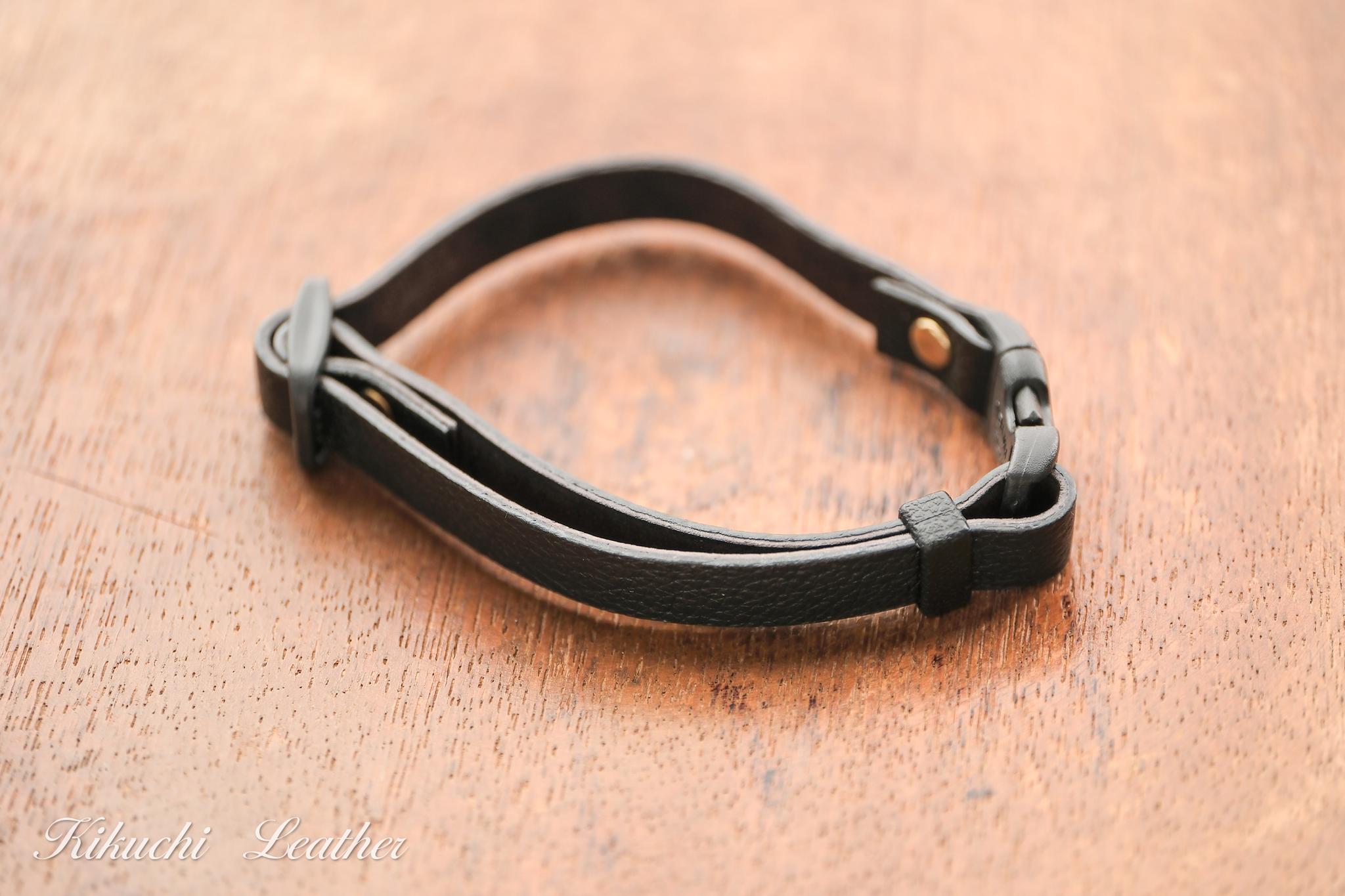 一点もの《RUSSETY》Soft leather cat collar　やさしい革の猫用首輪　ブラック　LE1321枚目の画像