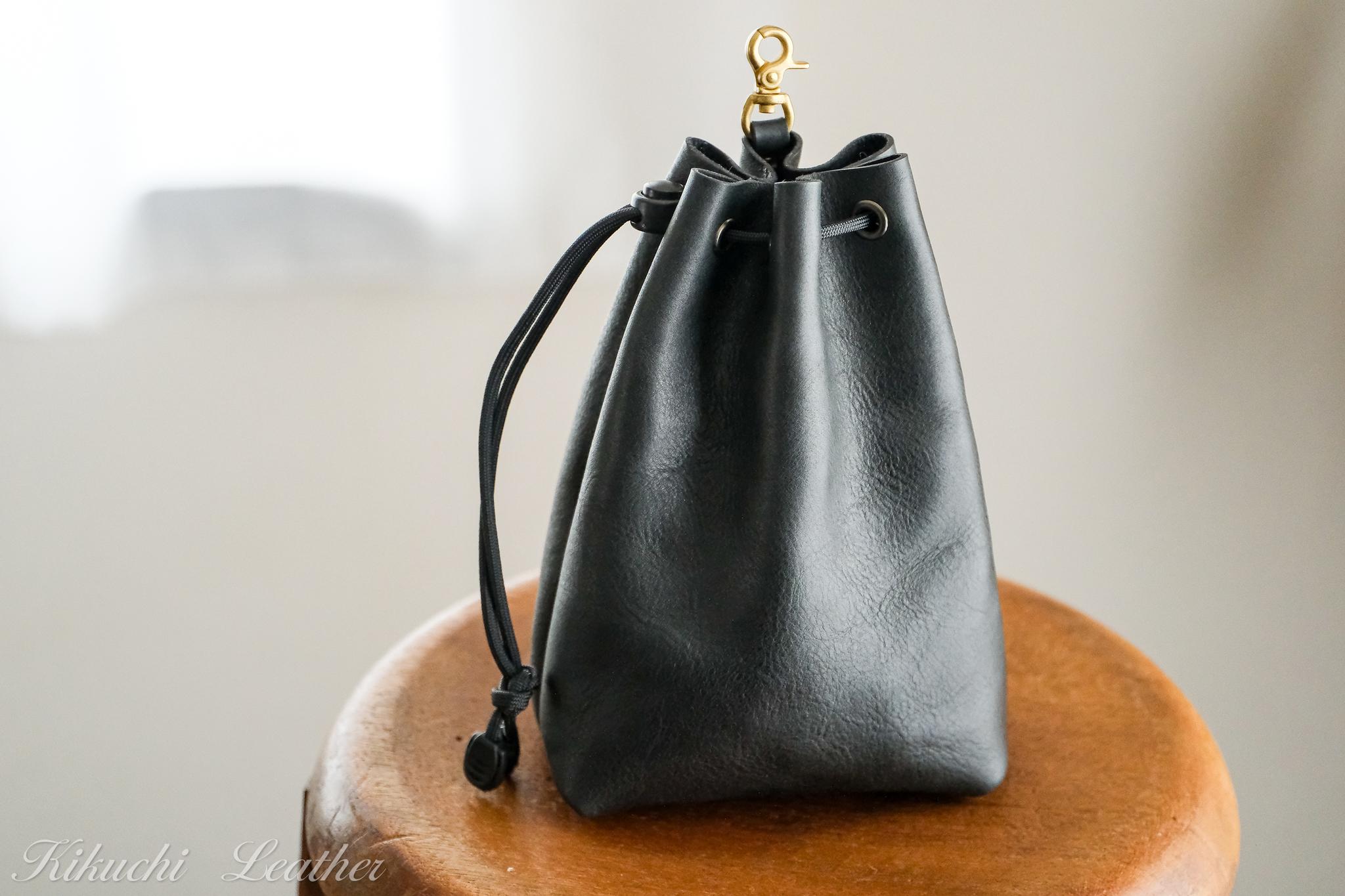 《GINO》レザー巾着ポーチ《3colors》1枚目の画像